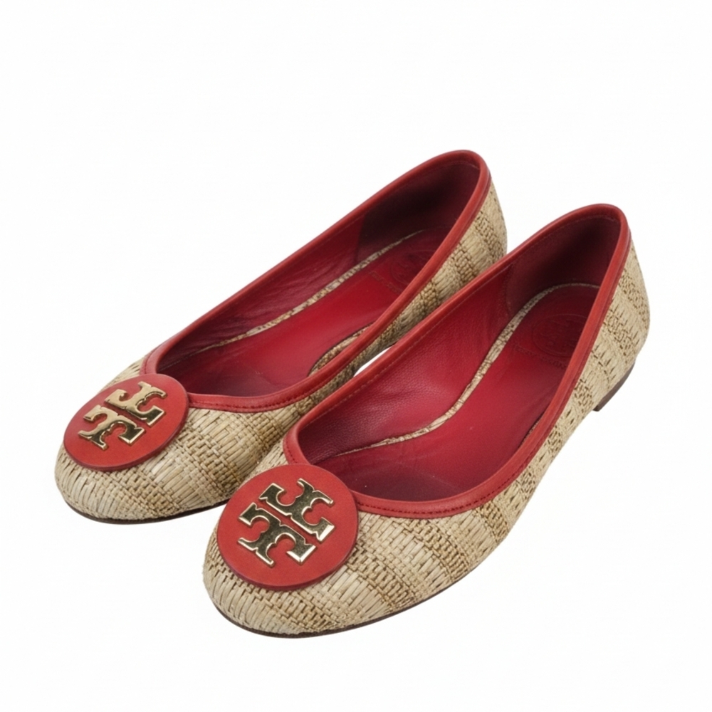 Tory Burch Red and Tan Loafers